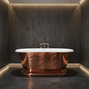 Baignoire rectangulaire autoportante en cuivre, modèle classique sans couvercle, portable pour le bain à domicile - Artisanat indien - Product Image 3