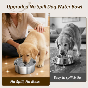 Distributeur d'eau pour chien en acier inoxydable grande capacité, bol flottant anti-déversement, matériau de qualité alimentaire, gamelle amovible pour animaux de compagnie - Product Image 5
