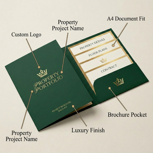 Cartella di Presentazione <span class=keywords><strong>Immobiliare</strong></span> di Lusso Personalizzata con Logo in Lamina d'Oro A4, Custodia Premium per Elenco Proprietà, Agente <span class=keywords><strong>Immobiliare</strong></span> - Product Image 2