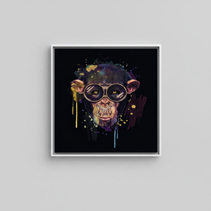 Modern Animal Print <b>Canvas</b> Artwork: Elegant Monkey Wall Decor,WHITE <b>FRAMED</b> <b>CANVAS</b> - Product Image 2