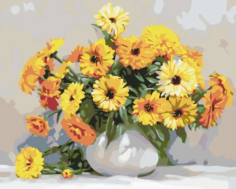 Venta al por mayor de pintura de flores acrílicas por números Kits de pintura al óleo Venta caliente pintura al óleo de paisaje