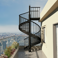Escalera de Caracol Metálica Exterior Moderna, de Acero, de Altura Completa, con Placa Protectora Lateral Cerrada, de Calidad Confiable, Envío Global