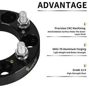 Entretoises de roue Richeer 1 "d'épaisseur 5x4.5 à 5x114.3 avec goujons 1/2x20 pour <span class=keywords><strong>Jeep</strong></span> <span class=keywords><strong>Wrangler</strong></span> et modèles compatibles - Product Image 5