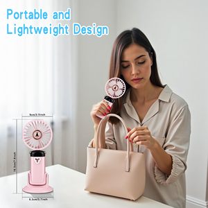 Portable Wearable <b>Neck</b> <b>Fan</b> Pink Rechargeable Battery Operated Digital Display Three Speed Silent Cooling <b>Fan</b> for Home Outdoor - Product Image 4