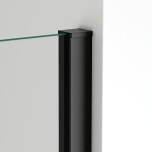 Paroi de <span class=keywords><strong>douche</strong></span> noire à grille, style Crittall industriel, panneau en verre trempé, design italien, pour projets hôteliers et salles de bain - Product Image 3