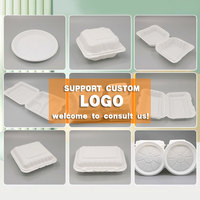 Boîte à lunch jetable MFPP, boîte à bento PP pour pique-nique, boîte à repas rapide gaufrée avec compartiments, emballage transfrontalier blanc