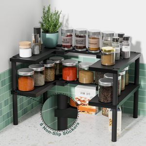 Bán Buôn Đôi Có Thể Điều Chỉnh Tre Bền Vững Hiện Đại Thường Không-Gấp Đa Chức Năng Gia Vị Giá Tổ Chức Lưu Trữ Nhà Bếp - Product Image 2