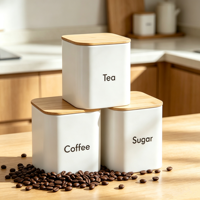 Boîte de rangement pour café, format extra large, boîte en métal pour matcha, boîte à thé, boîte hermétique avec couvercle