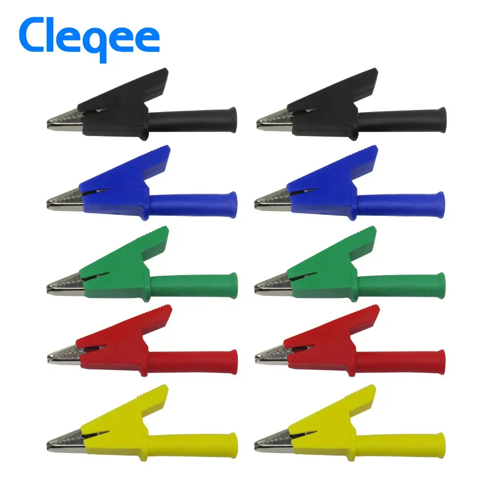 Cleqee-2 P2002-Carpetas de prueba de seguridad de 5 colores, pinzas de cocodrilo de 20A, adecuadas para tapones de Banana de 4mm