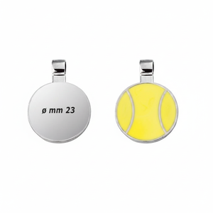 Ciondolo a Forma di Palla da Tennis 23mm Rotondo in Argento per Creazione di Gioielli - Product Image 2