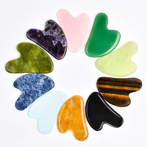 Label Pribadi Kristal Gua Sha Batu Rose Quartz Jade Guasha Pemijat Kustom Gus Sha Perawatan Kulit Wajah Nephrite Gua Sha Stein Alat - Product Image 1