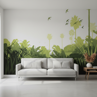 Wallpaper Mural Kecantikan Bunga Tanaman Tepi Air Tropis Latar Belakang Hijau Timbul Modern Dapat Dilepas Tahan Air Tahan Api