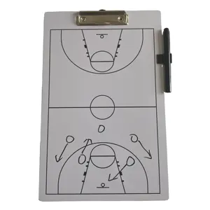 Beyaz tahta işaretleyici basketbol ile özel kuru silinebilir yıkanabilir PVC spor koçluk kurulu Metal klip kurulu