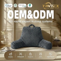 Coussin de dossier en flanelle lignée Yintex pour lecture, rembourré en mousse à mémoire de forme, pour siège, lit, canapé, sol, dortoir, gris foncé, certifié Oeko-Tex