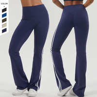 Cross Border Nude Feeling Yoga Bell Bottom Pants Contrasting Stripes Hip Lifting Fitness Dance Pants