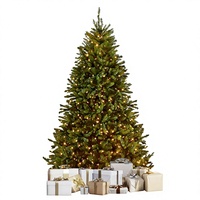 Sapin de Noël artificiel Dunhill Fir pré-éclairé de 5 à 10 pieds, arbre d'intérieur avec lumières LED blanc chaud et support
