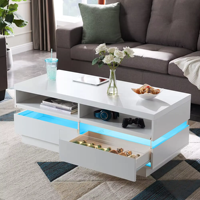 Meubles de salon intelligents de luxe Docarelife Table centrale en bois carrée Morden Table basse lumineuse LED haute brillance