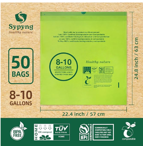 HC 100% Biodegradable <strong>Garbage</strong> Bags Home Used 13 Gallon Green Compostable Drawstring Trash Bags - Product Image 2
