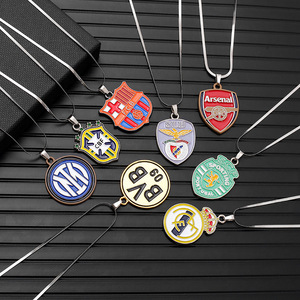 Collar con Colgante de Cadena de Hoja con Texto Alfanumérico de Doble Cara Pintado y Electrochapado, Logos de Barcelona, Liverpool, <span class=keywords><strong>Chelsea</strong></span>, <span class=keywords><strong>Juventus</strong></span> - Product Image 2