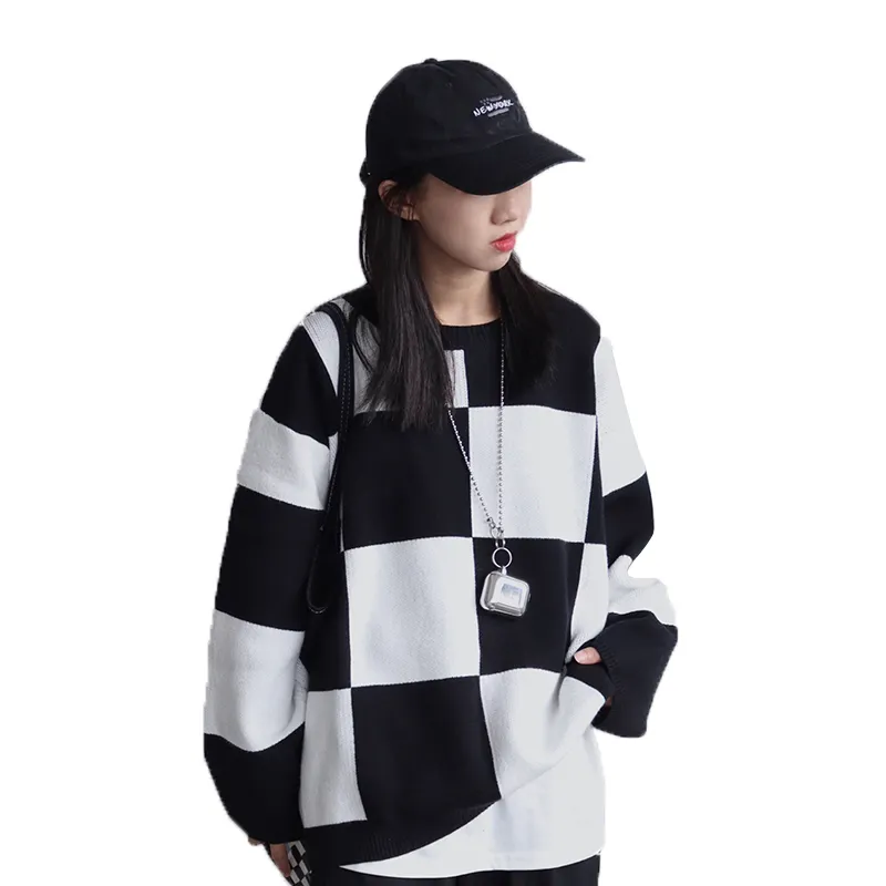 Women's korean style designer knitted New custom Tops casual geometric sweater women's sweater