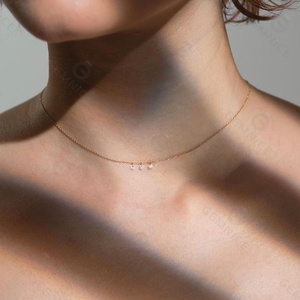 Collana Choker Gemnel di Tendenza in Argento 925 con Charm Minimalista Rotondo Forato con Zirconi Cubici Trasparenti - Product Image 4