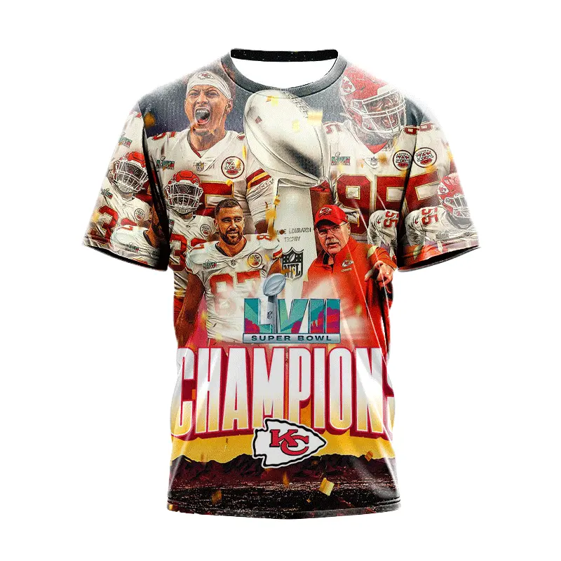 Benutzer definierte T-Shirts Kansas City Chiefs Superbowl Champions T-Shirts Männer Casual Polyester Dobby gedruckt gehäkelt benutzer definierte Muster 1pc