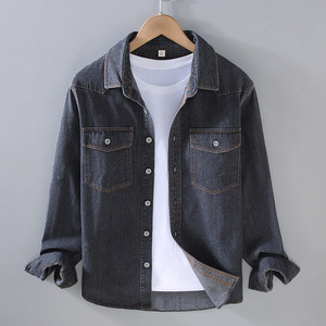 Chemises en jean pour hommes en gros personnalisées, de haute qualité, respirantes, vintage, décontractées - Product Image 3