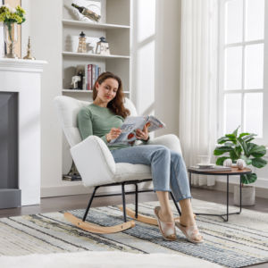 Cómoda mecedora, silla decorativa, <span class=keywords><strong>sillón</strong></span> con respaldo alto, <span class=keywords><strong>balancín</strong></span> deslizante tapizado para sala de estar - Product Image 2