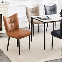 Chaise de salle à manger moderne minimaliste en métal avec revêtement en cuir PU pour la maison, le bureau ou l'hôtel, idéale pour la salle de bain