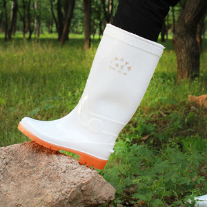 White High Top Food <b>Boots</b> Men PVC Rubber Sole Non <b>Slip</b> Oil Resistant Work Rain <b>Boots</b> - Product Image 4