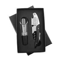 Kit d'ouvre-bouteille de vin pour commande d'échantillon – Tire-bouchon en ébène de haute qualité avec couvercle noir et plateau, coffret cadeau