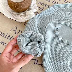 Pull en tricot pour bébé fille d'automne avec cœur Pull en tricot pour nouveau-né Pull pour bébé - Product Image 5
