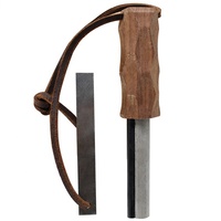 Tige Farrow en magnésium de 12mm poignée ergonomique en bois HSS Striker Feuerstahl fireestel Fire Starter avec bracelet en cuir