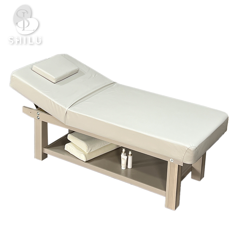 80 Width Beige Leather 4 Square Legs