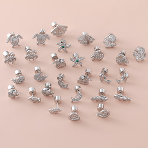 Pendientes de tuerca de moda de estilo coreano simples y frescos para primavera/verano circón-<span class=keywords><strong>incidentalmente</strong></span> tortuga ballena Concha oreja hueso tachuelas - Product Image 3