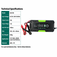 Chargeur de batterie de voiture automatique 12V 10A avec fonction de réparation par impulsions pour batteries AGM, GEL et humides