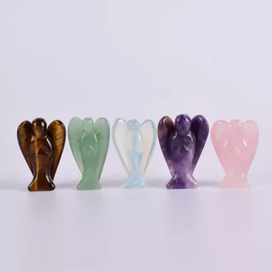 Figurine d'ange en pierre précieuse naturelle, sculpture en pierre sculptée, ornement de guérison en cristaux mixtes pour la décoration intérieure et les cadeaux - Product Image 2