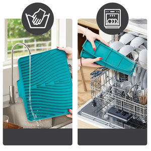 Alfombrilla de silicona ondulada al por mayor, tapete plegable resistente al calor para secar platos, protector de encimera para cocina - Product Image 2