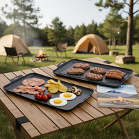 Batterie de cuisine de camping de haute qualité Poêle à griller plate en aluminium antiadhésive noire