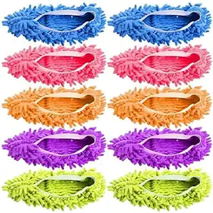 Chinelos de esfregão, meias reutilizáveis laváveis para limpeza de chenille, ferramentas de limpeza para chão, capa de sapatos