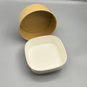Tazón de ensalada desechable al por mayor de papel kraft con revestimiento de PE impermeable para servicio de comida rápida en restaurantes y para llevar - Product Image 1