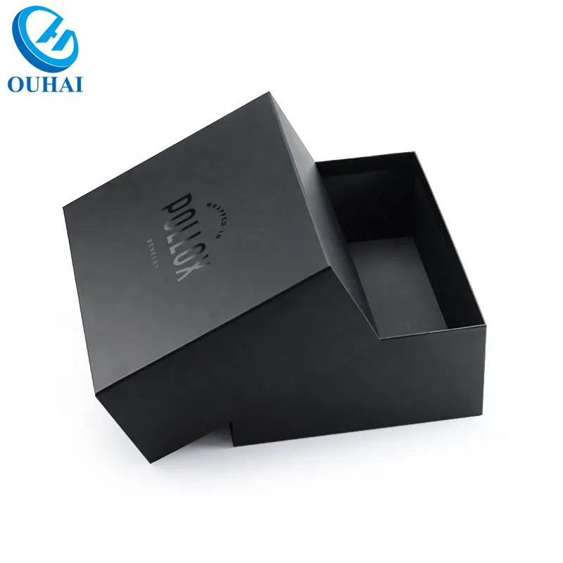 Confezione regalo in due pezzi di lusso nero opaco cosmetico per la cura della pelle di lusso con stampa Uv con coperchio e Base