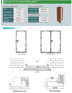 <span class=keywords><strong>Puerta</strong></span> insonorizada acústica de aluminio TianGe con aislamiento de 40-45dB para estudio de cine KTV y oficina - Product Image 3
