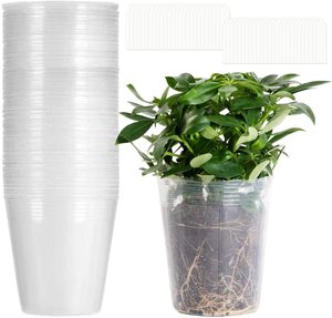 BEES 4.7'' Clear Gardening Planter Pots Transparent Plant Nursery Pots with Drain Holes Plastic Orchid Pots with Plastic Labels