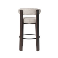 Tabouret en bois massif rembourré en chenille beige et bois de frêne massif avec finition couleur noyer 75 cm