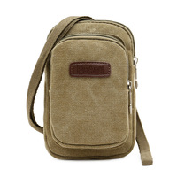 Sac bandoulière rétro en toile de haute qualité pour homme avec logo personnalisé, pochette messager pour téléphone portable