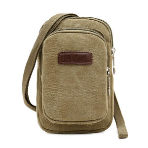 Bolso Bandolera Retro de Lona de Alta Calidad con Logotipo Personalizado para Hombre, para Teléfono Celular - Product Image 1