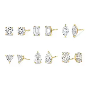 Gemnel minimalist gold plated jewelry 925 silver diamond stud earring