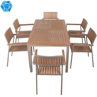 Ensemble de table et de chaises de salle à manger d'extérieur moderne HYX, meubles de jardin et de patio avec accessoires durables en acier inoxydable 304