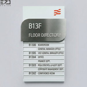 Signalétique de planification d'espaces de bureau moderne en métal brossé avec plaques nominatives interchangeables pour hôtels et centres d'affaires - Product Image 2